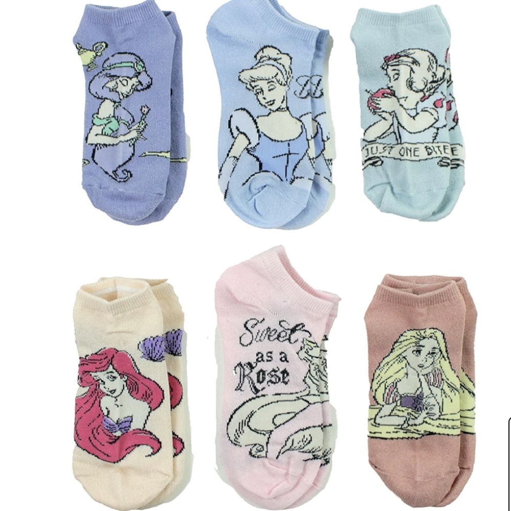 NWT Disney Princess Shimmer 6-Pair Sock Pack
